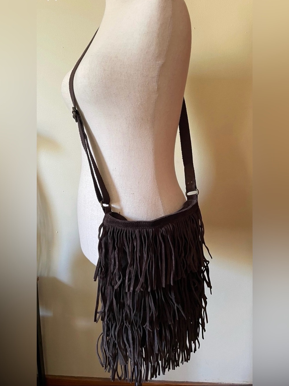 American Eagle Outfitters Dark Brown Fringe Crossbody Bag